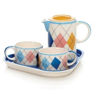 Hues & Brews Argyles Tea or Coffee Service for Two - Picture 1 of 1