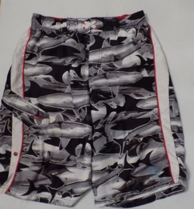 Boy's OP Size XXL 18 Board Shorts Swim Trunks Shark Theme Built In Mesh Briefs - Picture 1 of 5