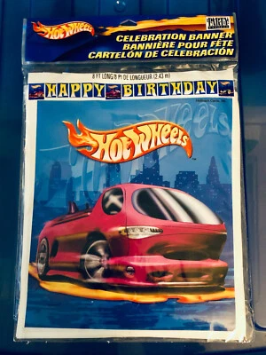 Feliz cumpleaños Hot Wheels 8 pies Banner Sello Decoración Fiesta NUEVO Foto 1 de 2