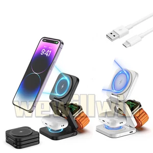KUXIU X55 3-In-1 Foldable Magnetic Wireless iPhone iWatch airpods Charger &Stand - Picture 1 of 20