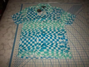 MENS MEDIUM BLUE/GREEN/WHITE SS BUTTON UP MAUI AND SONS SHIRT - NWT - Picture 1 of 4