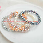 Natürlich Mehrfarbig Frisches Wasser Kultiviert Barock- Perle Armbänder 7.5 Zoll