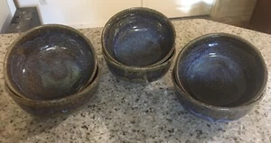 Handcrafted Pottery set of 6 Dessert/Condiment Bowls signed Hebert - Picture 1 of 4