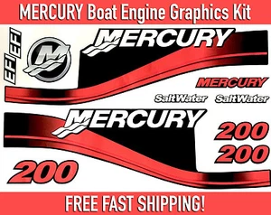 Mercury Außenbordmotor 200HP Salzwasser Aufkleber Refresher Set 125-250 + HP'S - Picture 1 of 5