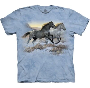 Horse Running Free Horses Equine Western Spirited The Mountain Blue Shirt S-3X - Picture 1 of 5
