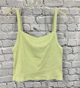Topshop Ribbed Crop Top Tank Camisole In Sage Green US 8-10 - Picture 1 of 5