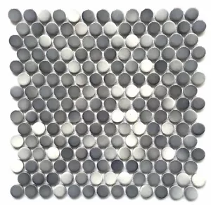 3/4 x 3/4 Penny Round Multi Gray Porcelain Mosaic Wall and Floor Backsplash Bath - Picture 1 of 6