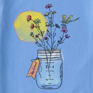 Camiseta trituradora Life is Good Flower Jar azul SS para mujer nueva con etiquetas - Imagen 1 de 3