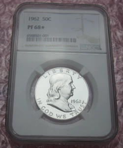 1962 Franklin PF 68 * Star 90 % Silver Half Dollar NGC Proof 68 * Star NICE - Picture 1 of 6
