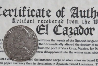 1783 MO MEXICO 8 REALES "EL CAZADOR SHIPWRECK G2" SALVAGED COIN MEXICO CITY MINT - Image 1 of 4