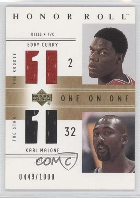 2001-02 Upper Deck Honor Roll One on /1000 Eddy Curry Karl Malone Rookie RC HOF - Image 1 of 2