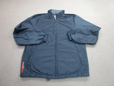 Prada Jacket Mens 48 Medium Navy Gray Reversible Nylon Linea Rossa Lampo Zip - Image 1 of 4