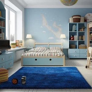 Blue Rug, Boys 4x6 Rugs for Bedroom Royal Dark Blue Carpet Nursery Aesthetic,... - Picture 1 of 6