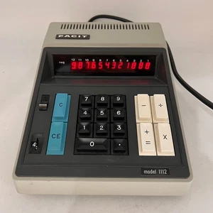 Vintage FACIT Calculator Model 1112 Collectible Tested works POWER CORD MISMATCH - Picture 1 of 20
