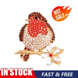 Red Breast Robin Bird Crystal Brooch Pin Christmas Women Gift HOT Jewelry H O T - Picture 1 of 13