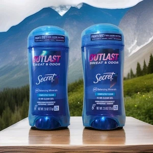 Secret Outlast x(2) Sweat & Odor, 72 - Hour Clear Gel, Completely Clean, 12/2026 - Picture 1 of 7