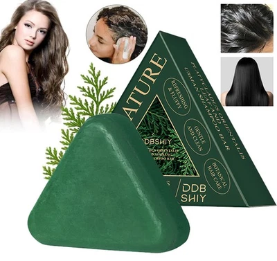 Nature Triangle Shampoo Bar,Nature Green Soap Shampoo,Usman-Grass Shampoo Bar - Image 1 of 4