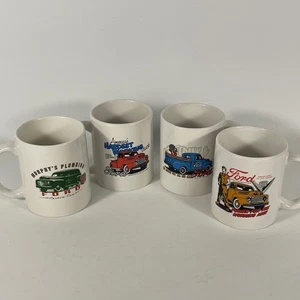 Set of 4 Vintage Ford Truck Coffee Mugs Licensed Ceramic Cups Retro Advertising - Picture 1 of 11