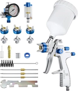 Pistola a spruzzo ad aria compressa LVLP Premium Kit con ugello da 1,3/1,5/1,7 mm e argento - Foto 1 di 6