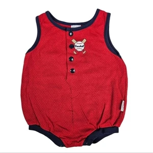 Mameluco ligero vintage Healthtex rojo béisbol 1 pieza talla 24M niños O46 - Imagen 1 de 6