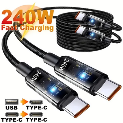 Super Fast Charging Wire 240W PD Dual USB C To Type C Cable Type C Data Cord - Image 1 of 4
