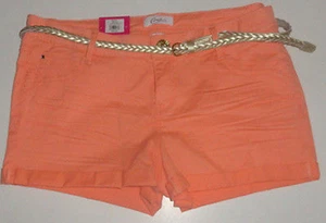 Ladies Candie's Canteloupe Orange Shorties With Belt Juniors Size 0, 5, 7, 9, 11 - Picture 1 of 2
