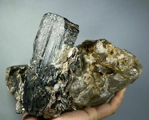 Muestra mineral de cristal TURMALINA SCHORL natural de 6,46 lb y mica y QUZRTZ TRANSPARENTE - Imagen 1 de 8