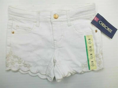 Nuevo Pantalones Cortos CHEROKEE Niñas Jóvenes Talla L Algodón Crochet Blanco Denim Foto 1 de 4