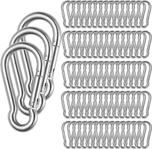 60 Pack Spring Snap Hooks, M6 x 2-3/8 inch Keychain Carabiner Clips, 290lbs Load - Picture 1 of 7