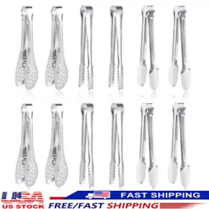 12 Pack Premium Small Serving Tongs, 5Inch Mini Stainless Steel Appetizer Tongs - Picture 1 of 6