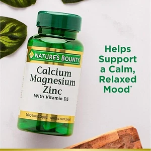 Calcium, Magnesium & Zinc For Immune Support,Bones Health & Nerves, 100 Capsules - Picture 1 of 9