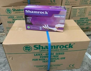 Shamrock Latex Hand Gloves CASE 1,000 pcs, 10 Boxes 100ct/box XS, S, M, L 60600 - Picture 1 of 5
