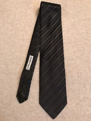 “Dolce And Gabbana” 100% Seda, Corbata Hombre, Negra/Verde, Nueva, Hecha en Italia Foto 1 de 3