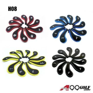 A99GOLF H08 Zippered Golf Iron Head Covers headcover 10pcs/set 3-9 Iron PW SW - Picture 1 of 32