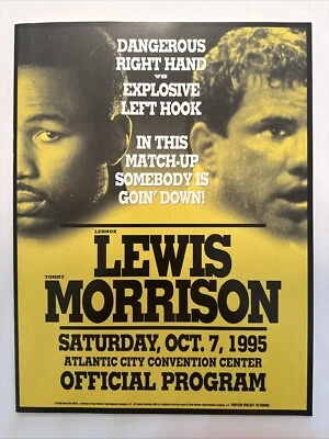 Lennox Lewis vs Tommy Morrison 1995 Official Program;  Gatti On Undercard - Image 1 of 4