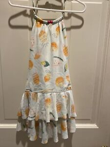 Lands’ End Girl’s Size 7 Pineapple One Piece Halter Style Bathing Suit Swimwear