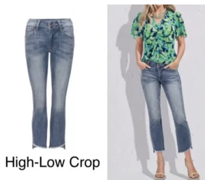 Cabi New NWT High-Low Crop #6070 Blue Denim  Size 0 - 20 stretch Was $142 - Picture 1 of 5