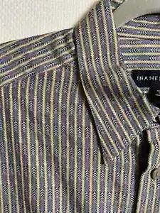 Camisa vintage manga larga Jhane Barnes, gris tostado, mezcla seda, M 16x35 - Imagen 1 de 9