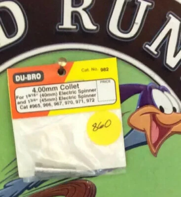 DU-BRO 4.00MM COLLET:1-9/16&1-3/4ELECTRIC SPINNER{CAT. #982}NewInPack🇺🇸Shipped - Image 1 of 2