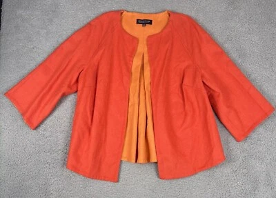 Jones New York TALLA OX | 12W 2Tonos Naranja Mezcla Lana Columpio Manga 3/4 Chaqueta Abierta  Foto 1 de 4