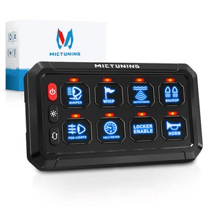 MICTUNING 8 Gang Blue Switch Panel LED Light Bar Relay System Marine Boat 12/24v - Picture 1 of 24