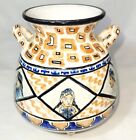 Vintage Signed Cala Chile Hand Painted 2 Handled Pottery Pitcher/Jug