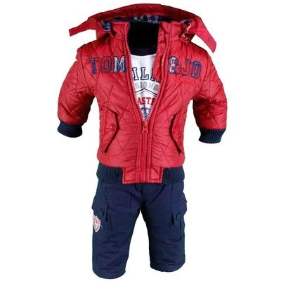 ENSEMBLE BEBE VETEMENTS HIVER PANTALON + SWEAT + BLOUSON ROUGE - Photo 1/3