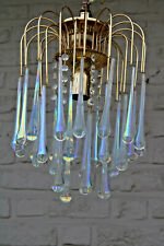 Murano mid century pendant lamp chandelier glass drops iridescent 1970 