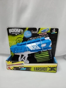 Mattel Boom Co. Farshot 70 feet Slide Action Dart Blaster Gun White & Blue - Picture 1 of 12