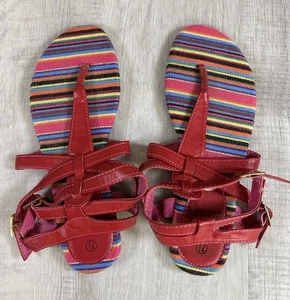 CA Collection By Carrini Sandals Rainbow Strappy Flip Flops Women’s US Size 7.5 - Picture 1 of 13