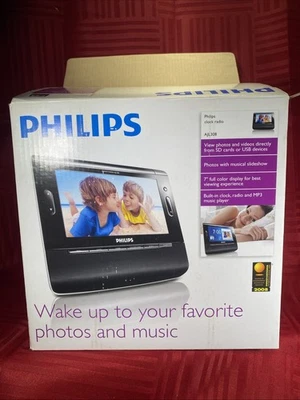 Philips Clock Radio, Black, Model# AJL308 New Old Stock - Image 1 of 4