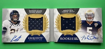 KEENAN ALLEN & MANTI TE'O 2013 UD EXQUISITE DUAL JERSEY AUTO BOOKLET #34/60 - Image 1 of 4