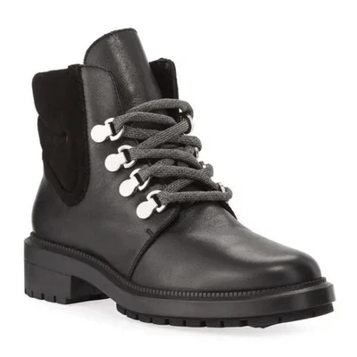 Aquatalia Libbie Black Leather & Suede Lace Up Combat Ankle Boot Womens 9.5 - Image 1 of 4