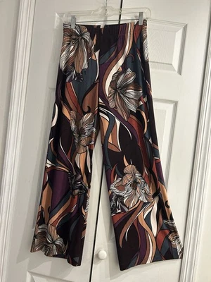 Chico's Travelers Knit Palazzo Pants~28" inseam~Tropical w/ Fall tones~00 Short - Image 1 of 4